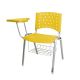 Cadeira Universitária Plástica Amarela Com Porta Livros Base Prata 10 Unidades Prancheta Plástica - ULTRA Móveis