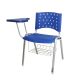 Cadeira Universitária Plástica Azul Com Porta Livros Base Prata 10 Unidades Prancheta Plástica - ULTRA Móveis