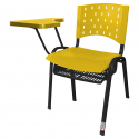 Cadeira Universitária Plástica Amarela Com Porta Livros Plástico Prancheta Plástica - ULTRA Móveis