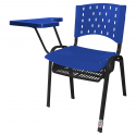 Cadeira Universitária Plástica Azul Com Porta Livros Plástico Prancheta Plástica - ULTRA Móveis