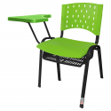 Cadeira Universitária Plástica Verde Com Porta Livros Plástico Prancheta Plástica - ULTRA Móveis