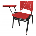 Cadeira Universitária Plástica Vermelho Com Porta Livros Plástico Prancheta Plástica - ULTRA Móveis