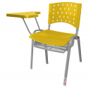 Cadeira Universitária Plástica Amarela Com Porta Livros Prancheta Plástica - ULTRA Móveis