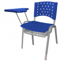 Cadeira Universitária Plástica Azul Com Porta Livros Prancheta Plástica - ULTRA Móveis