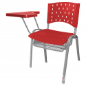 Cadeira Universitária Plástica Vermelho Com Porta Livros Prancheta Plástica - ULTRA Móveis
