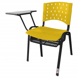Cadeira Universitária Plástica Amarela Com Porta Livros - ULTRA Móveis