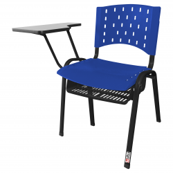 Cadeira Universitária Plástica Azul Com Porta Livros - ULTRA Móveis
