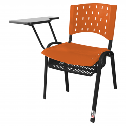 Cadeira Universitária Plástica Laranja Com Porta Livros - ULTRA Móveis