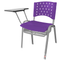 Cadeira Universitária Plástica Roxo Com Porta Livros Base Prata - ULTRA Móveis
