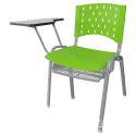 Cadeira Universitária Plástica Verde Com Porta Livros Base Prata - ULTRA Móveis