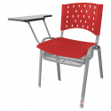 Cadeira Universitária Plástica Vermelho Com Porta Livros Base Prata - ULTRA Móveis