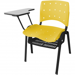 Cadeira Universitária Plástica Amarela Anatômica Com Porta Livros - ULTRA Móveis