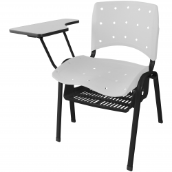 Cadeira Universitária Plástica Branca Anatômica Com Porta Livros - ULTRA Móveis