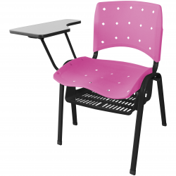 Cadeira Universitária Plástica Rosa Anatômica Com Porta Livros - ULTRA Móveis