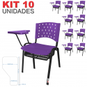 Cadeira Universitária Plástica Roxa Com Porta Livros Plástico 10 Unidades Prancheta Plástica - ULTRA Móveis