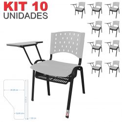 Cadeira Universitária Plástica Branca Com Porta Livros 10 Unidades - ULTRA Móveis