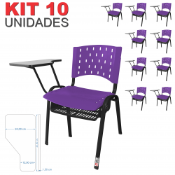 Cadeira Universitária Plástica Lilás Com Porta Livros 10 Unidades - ULTRA Móveis