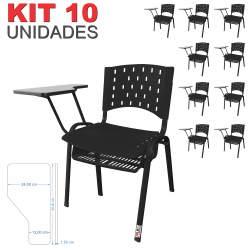 Cadeira Universitária Plástica Preta Com Porta Livros 10 Unidades - ULTRA Móveis