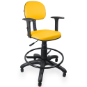 Cadeira Caixa Couro Ecológico Amarelo Com Braço - ULTRA Móveis