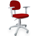 Cadeira Secretária Jserrano Vermelho Com Braço Base Cinza - ULTRA Móveis