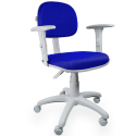 Cadeira Secretária Jserrano Azul Com Braço Base Cinza - ULTRA Móveis