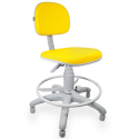 Cadeira Caixa Couro Ecológico Amarelo Base Cinza - ULTRA Móveis