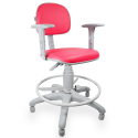 Cadeira Caixa Couro Ecológico Rosa Com Braço Base Cinza - ULTRA Móveis