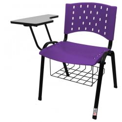 Cadeira Universitária Plástica Lilás Com Porta Livros - ULTRA Móveis