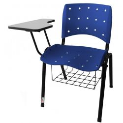 Cadeira Universitária Plástica Azul Anatômica Com Porta Livros - ULTRA Móveis