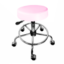 Cadeira Mocho Banqueta Rosa Base Cromada Com Aro - ULTRA Móveis