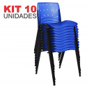 Cadeira Empilhável Plástica Azul Translúcido Anatômica 10 Unidades - ULTRA Móveis