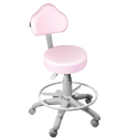 Cadeira Mocho Rosa Claro Base Cinza Com Aro - ULTRA Móveis