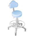 Cadeira Mocho Azul Claro Base Cinza Caixa Com Aro Com Sapata - ULTRA Móveis