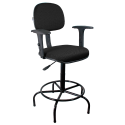 Cadeira Caixa Secretária Tecido Preto com Aro Embutido com Braço - ULTRA Móveis