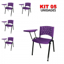 Cadeira Universitária Plástica Roxo 5 Unidades Prancheta Plástica - ULTRA Móveis