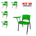 Cadeira Universitária Plástica Verde 5 Unidades Prancheta Plástica - ULTRA Móveis