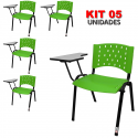 Cadeira Universitária Plástica Verde 5 Unidades - ULTRA Móveis