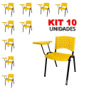 Cadeira Universitária Plástica Amarela 10 Unidades Prancheta Plástica - ULTRA Móveis