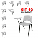 Cadeira Universitária Plástica Branca 10 Unidades Prancheta Plástica - ULTRA Móveis