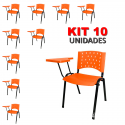 Cadeira Universitária Plástica Laranja 10 Unidades Prancheta Plástica - ULTRA Móveis