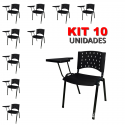 Cadeira Universitária Plástica Preta 10 Unidades Prancheta Plástica - ULTRA Móveis