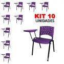 Cadeira Universitária Plástica Roxa 10 Unidades Prancheta Plástica - ULTRA Móveis