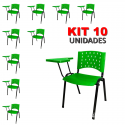 Cadeira Universitária Plástica Verde 10 Unidades Prancheta Plástica - ULTRA Móveis