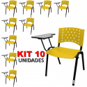 Cadeira Universitária Plástica Amarela 10 Unidades - ULTRA Móveis