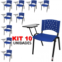 Cadeira Universitária Plástica Azul 10 Unidades - ULTRA Móveis