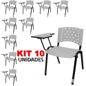 Cadeira Universitária Plástica Branca 10 Unidades - ULTRA Móveis