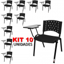 Cadeira Universitária Plástica Preta 10 Unidades - ULTRA Móveis