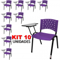 Cadeira Universitária Plástica Roxa 10 Unidades - ULTRA Móveis