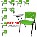 Cadeira Universitária Plástica Verde 10 Unidades - ULTRA Móveis