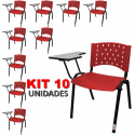 Cadeira Universitária Plástica Vermelha 10 Unidades - ULTRA Móveis